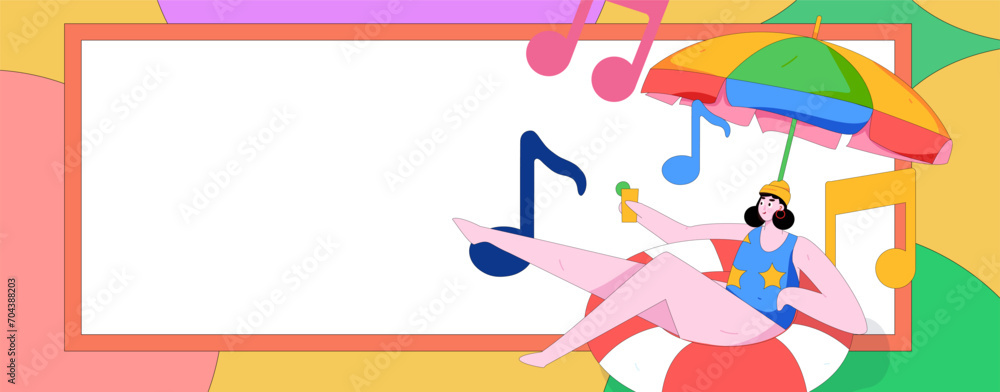Obraz premium Music characters scene flat vector concept operation illustration 