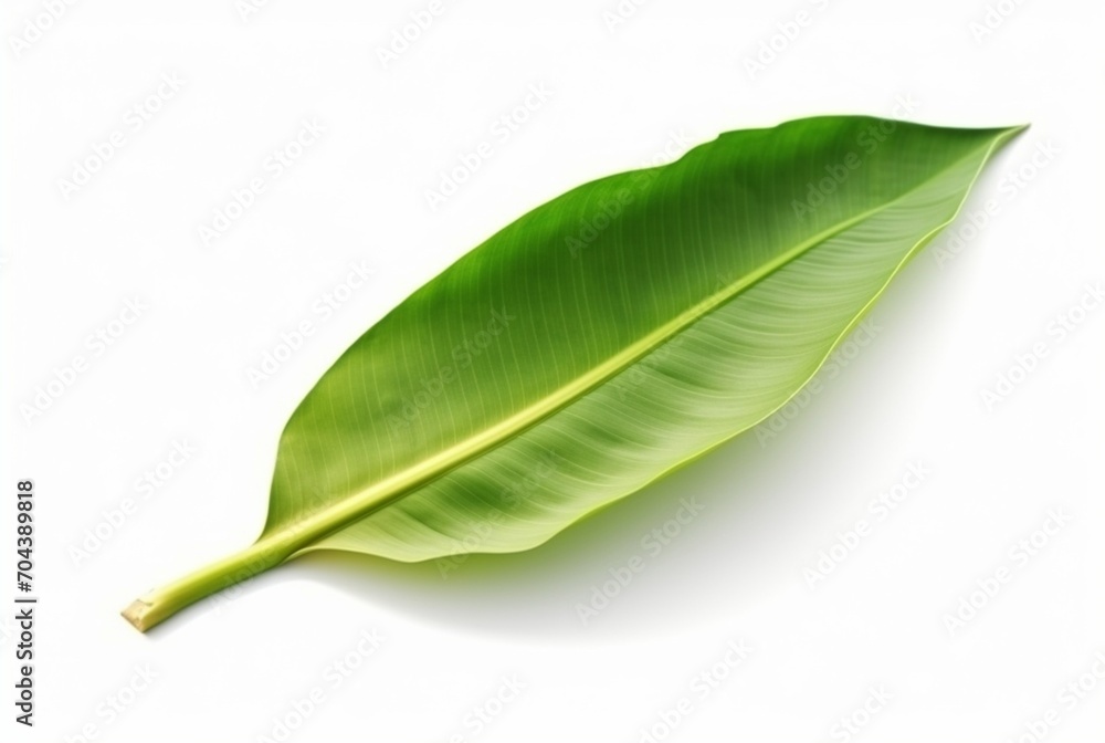 Fototapeta premium fresh banana leaves isolated on white background. generative ai
