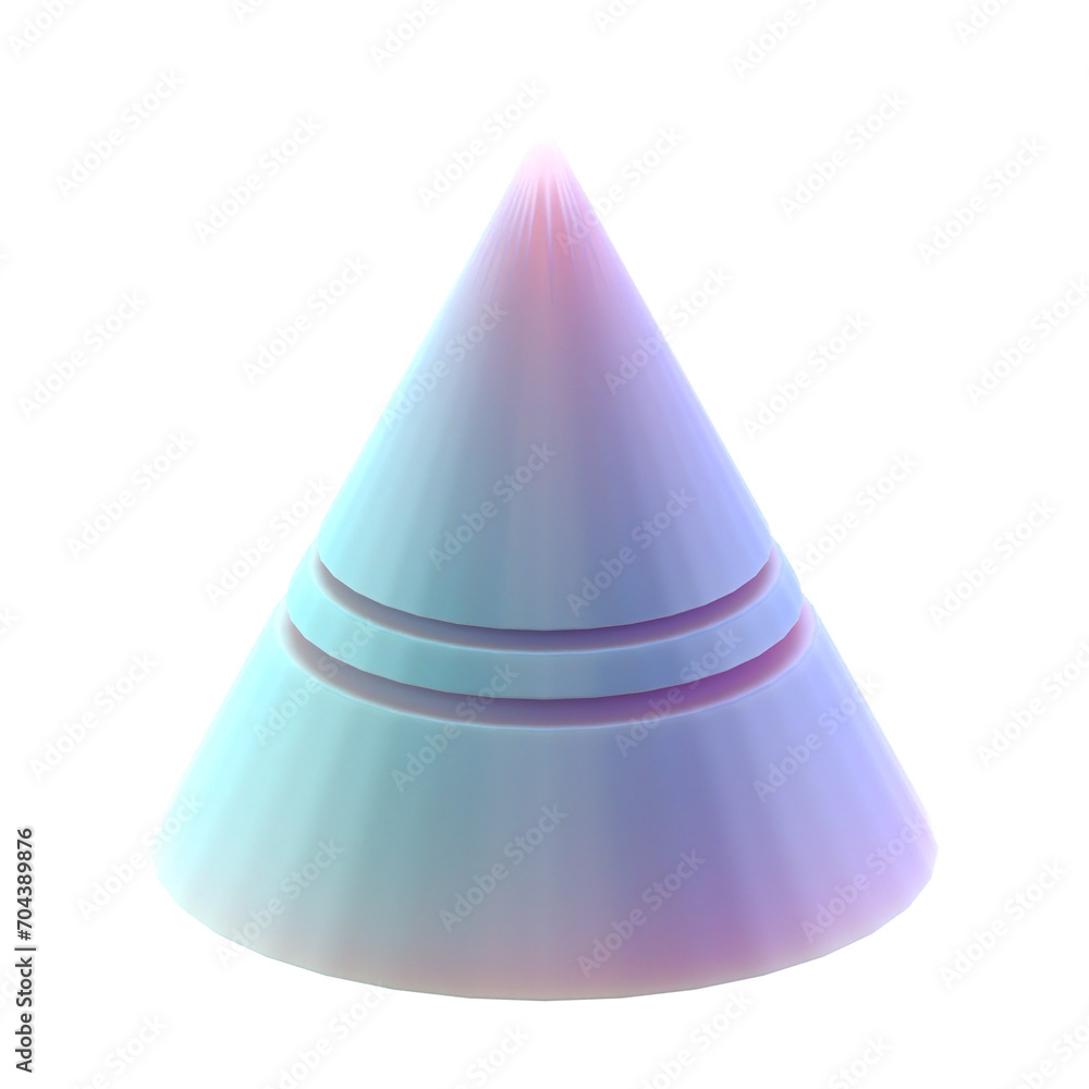 3d gradient geometric sliced cone shape for your design on an isolated background. 3d rendering icon. 3d gradient geometric sliced cone shape for your design on an isolated background. 3d rendering icon.