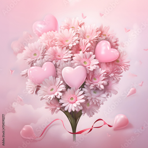 Romantic rich elegant bouquet of pink flowers as a gift for Valentine s Day  weddings  engagements  birthdays  invitations and greetings.