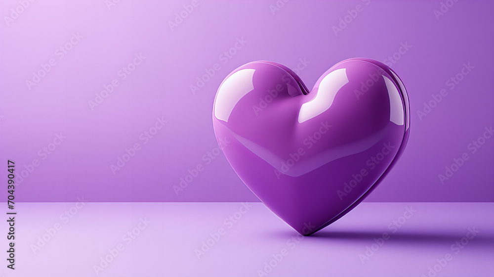 Violet Heart symbol on violet background, Valentine day concept, shiny gemstones, diamonds, crystal, sapphires, rubies in heart shape, wedding greeting card, invitation, banner, copy space