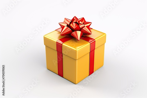 Gift box with ribbon bow on white background. 3D cartoon illustration © Alina