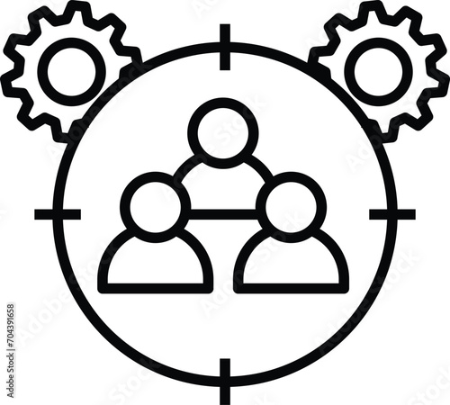 focus on customer icon total quality management vector TQM illustration sign