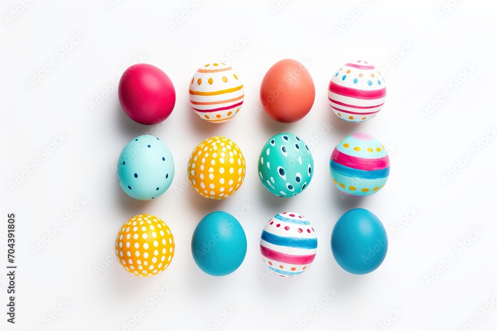 Colorful easter eggs on white background