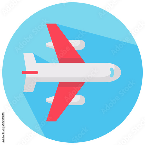 airplane shipping round flat vector icon