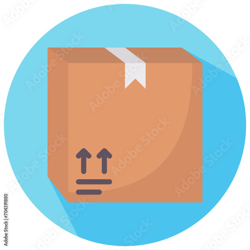 package parcel round flat vector icon