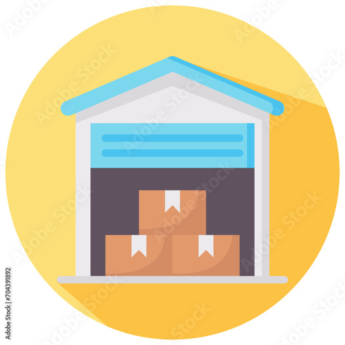 warehouse round flat vector icon