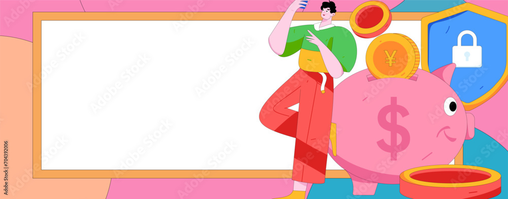 Naklejka premium Online shopping payment security character flat vector concept operation hand drawn illustration 