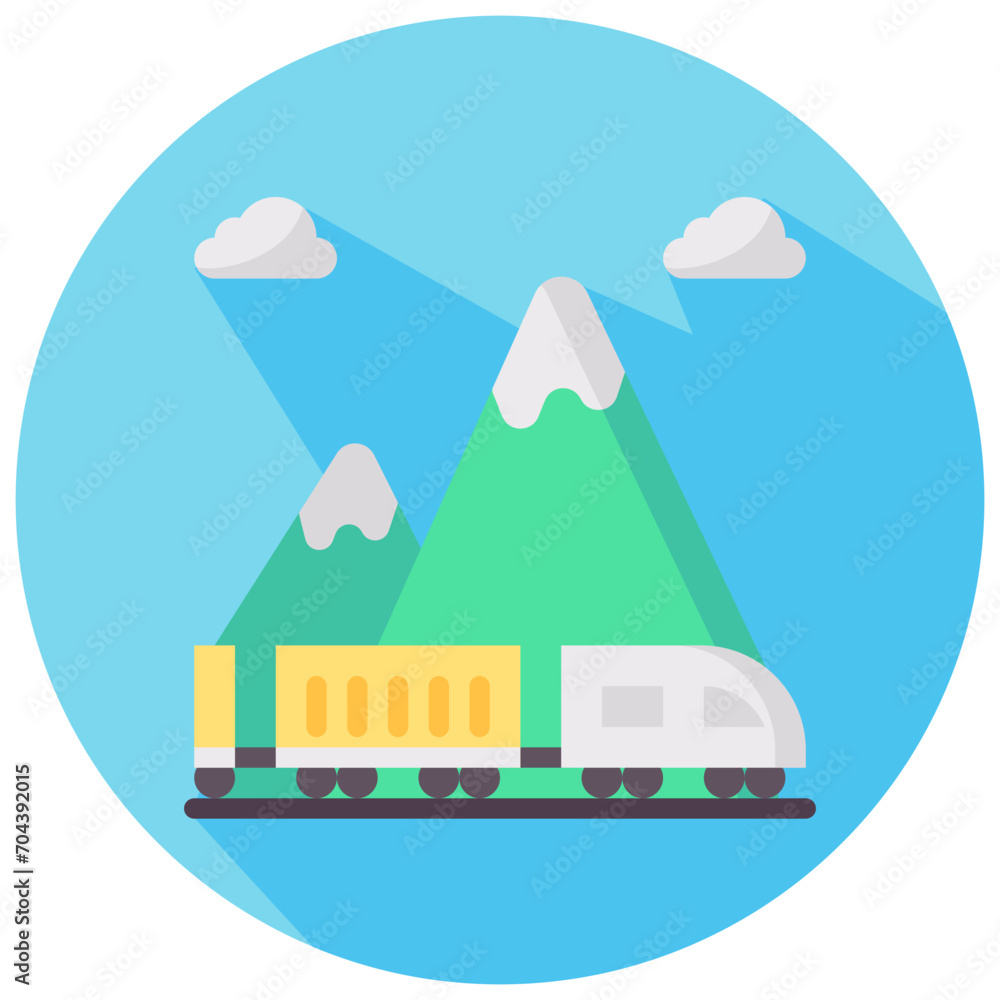 shipping train round flat vector icon