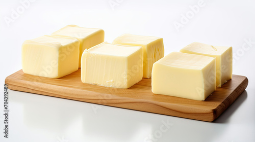 Three Blocks of Butter on a Cutting Board
