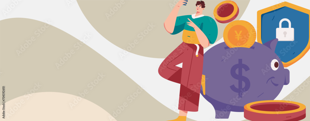 Naklejka premium Online shopping payment security character flat vector concept operation hand drawn illustration 