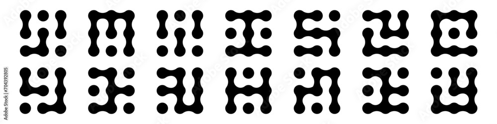 Metaball abstract dots set. Liquid connected blobs vector illustration Metaball abstract dots set. Liquid connected blobs vector illustration