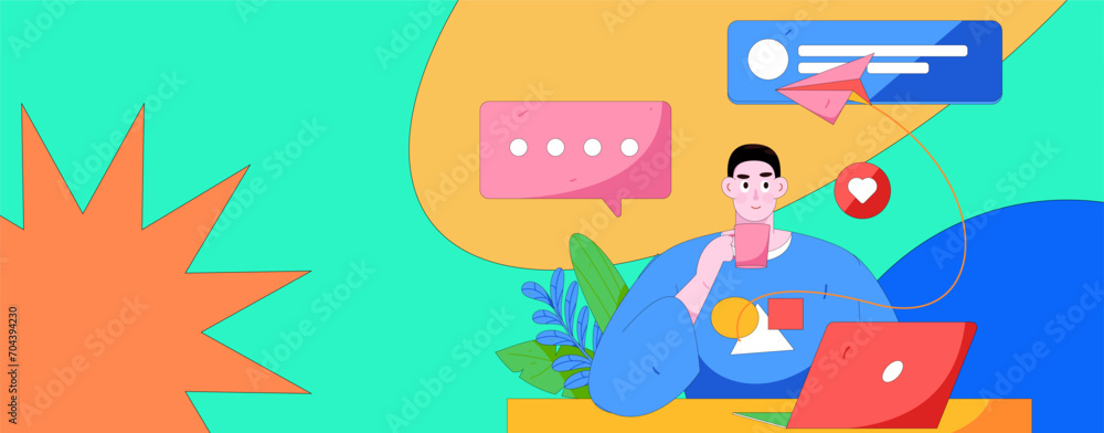 Obraz premium Communicate with consultants flat vector character concept operation hand drawn illustration 