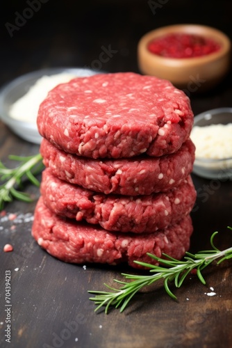 Raw Burger Patties with Herbs