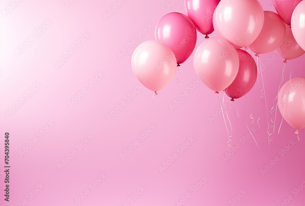 Pink and White Balloons on Pink Background, Bright and Festive Decoration