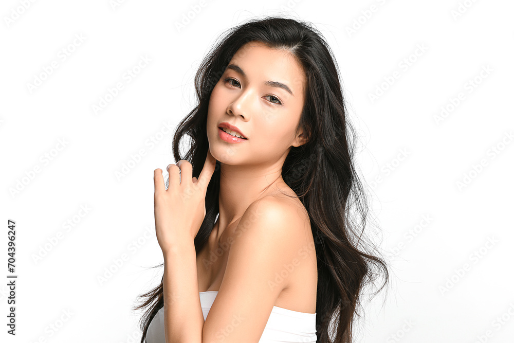 Beautiful young asian woman with clean fresh skin on white background, Face care, Facial treatment, Cosmetology, beauty and spa, Asian women portrait. Beautiful young asian woman with clean fresh skin on white background, Face care, Facial treatment, Cosmetology, beauty and spa, Asian women portrait.
