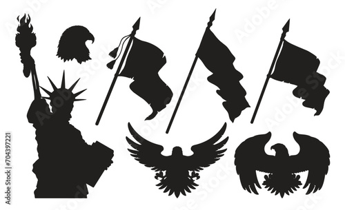 American silhouettes set emblem monochrome