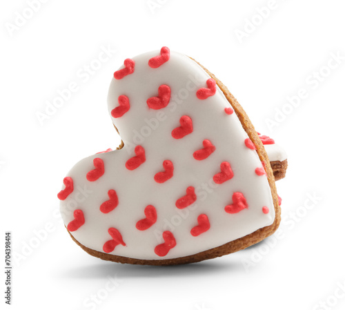 Heart shaped cookies on white background. Valentine's Day celebration