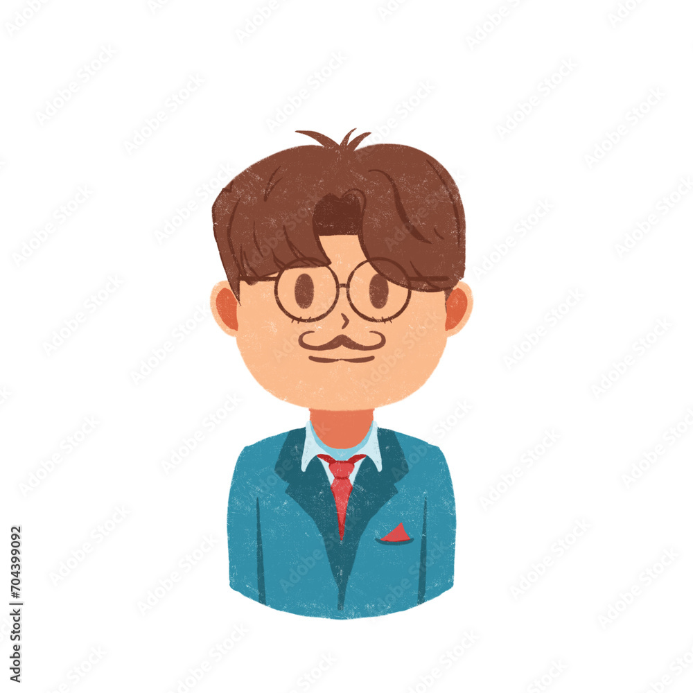 character with glasses and curved mustache character with glasses and curved mustache