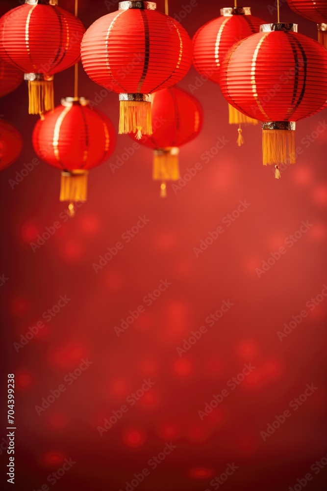 Chinese lanterns hang on a red Chinese New Year background. Chinese lanterns hang on a red Chinese New Year background.