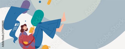 Character reading quietly vector concept operation hand drawn illustration
