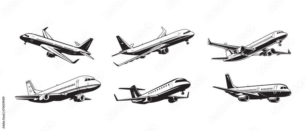 Airplane in silhouette collection. Vector illustration. Airplane in silhouette collection. Vector illustration.