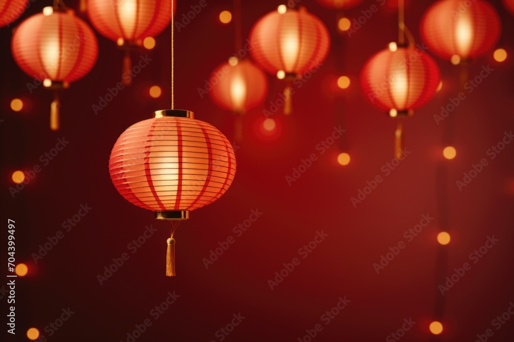 Chinese New Year lanterns on a red background. Chinese New Year lanterns on a red background.