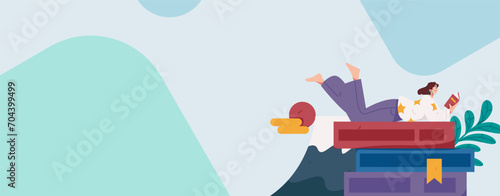 Character reading quietly vector concept operation hand drawn illustration
