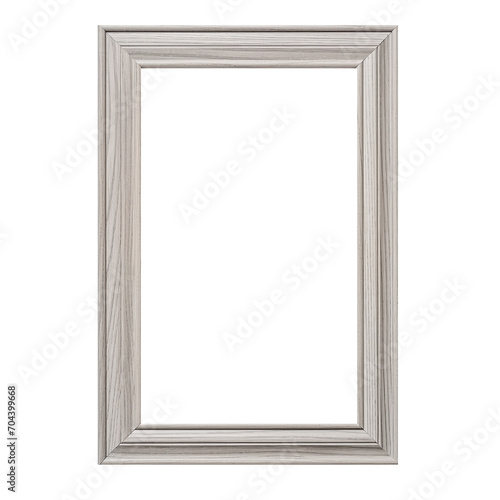 Plain ash portrait wood frame isolated on transparent background
