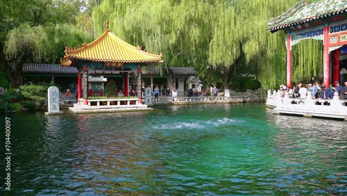 Famous travel spot of Baotu Spring and Guanlan Pavilion in Jinan, Shandong, China photo