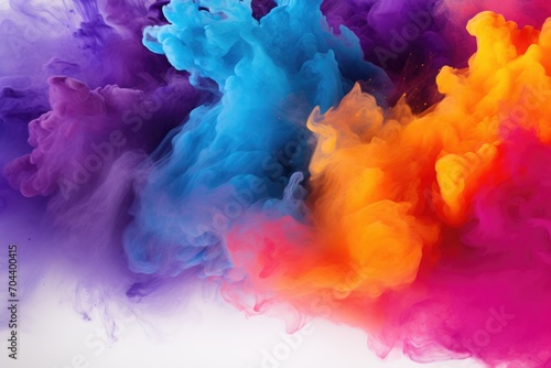 a colorful cloud of colored powder flying in the air, colorful paint spewing into the air on the background.