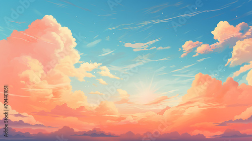 summer sky background on sunset