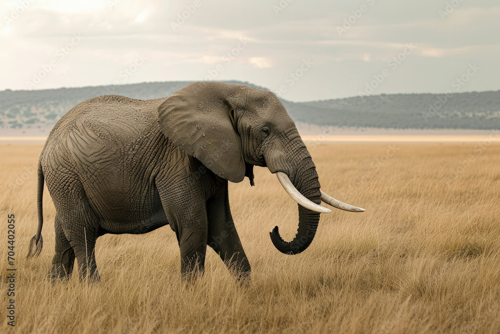 The majestic presence of an elephant taking a leisurely stroll through the savannah