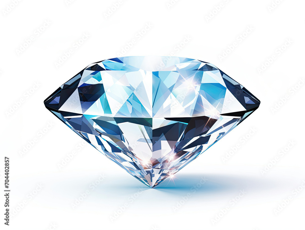 Diamond on White Background, Clear and Exquisite Gemstone Diamond on White Background, Clear and Exquisite Gemstone