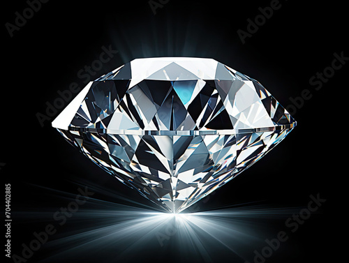 Shiny Diamond on Black Background - Precious Gemstone  Elegant Jewelry  Luxurious Symbol