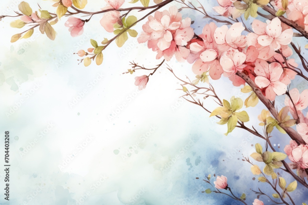 watercolor cherry flowers, pastel colors