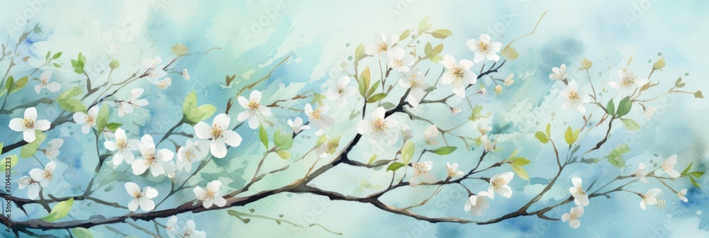 Spring cherry blossom background, watercolor style Spring cherry blossom background, watercolor style