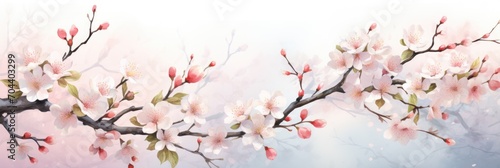 Spring cherry blossom background, watercolor style © TETIANA