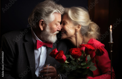 Happy elegant mature couple celebrating Valentine's Day together © pilipphoto