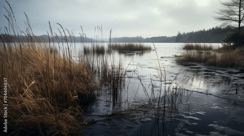 Landscape of a lake in the autumn/winter