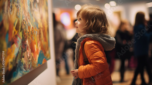 Little girl enjoying art in art museum