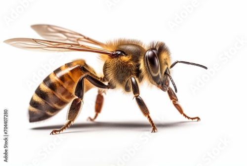 honey bee isolated on white background. generative ai © LivroomStudio