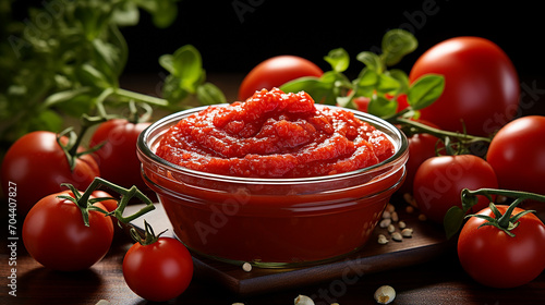 Tomato sauce in a bowl, background image