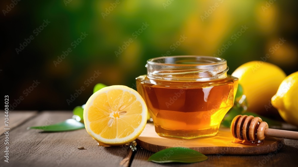 Fresh honey lemon on table Fresh honey lemon on table