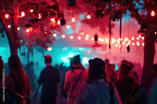 a psychedelic light show at a midnight rave, attendees flaunting rasta and hippie vibes  © cristian