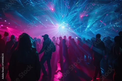 a psychedelic light show at a midnight rave, attendees flaunting rasta and hippie vibes  © cristian