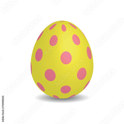 Simple yellow Easter egg with pink dots