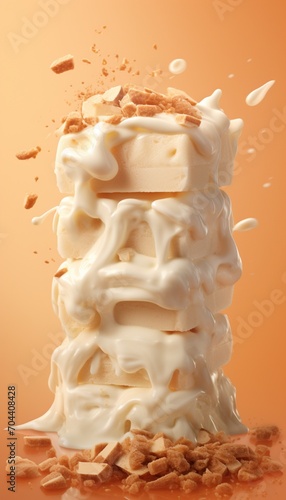 An atmospheric image of a Kinder Bueno White chocolate barhighlighting the smooth white chocolate coating and the creamy hazelnut filling within the crispy wafer.