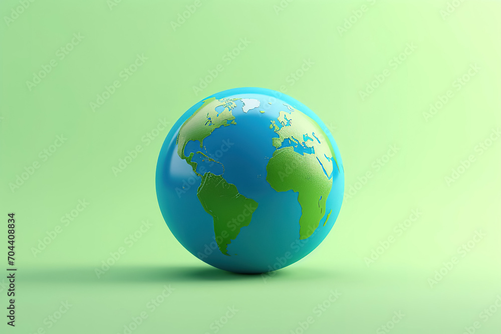 Planet Earth globe on green background Planet Earth globe on green background