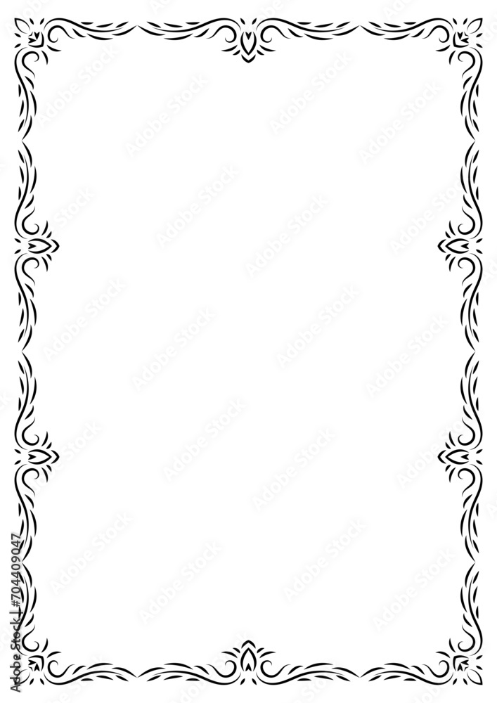 Vintage filigree frame corner and border element. Ornate ornament frame divider vector. Decorative line for page, template, poster, greeting card, wedding invitation, menu, certificate.